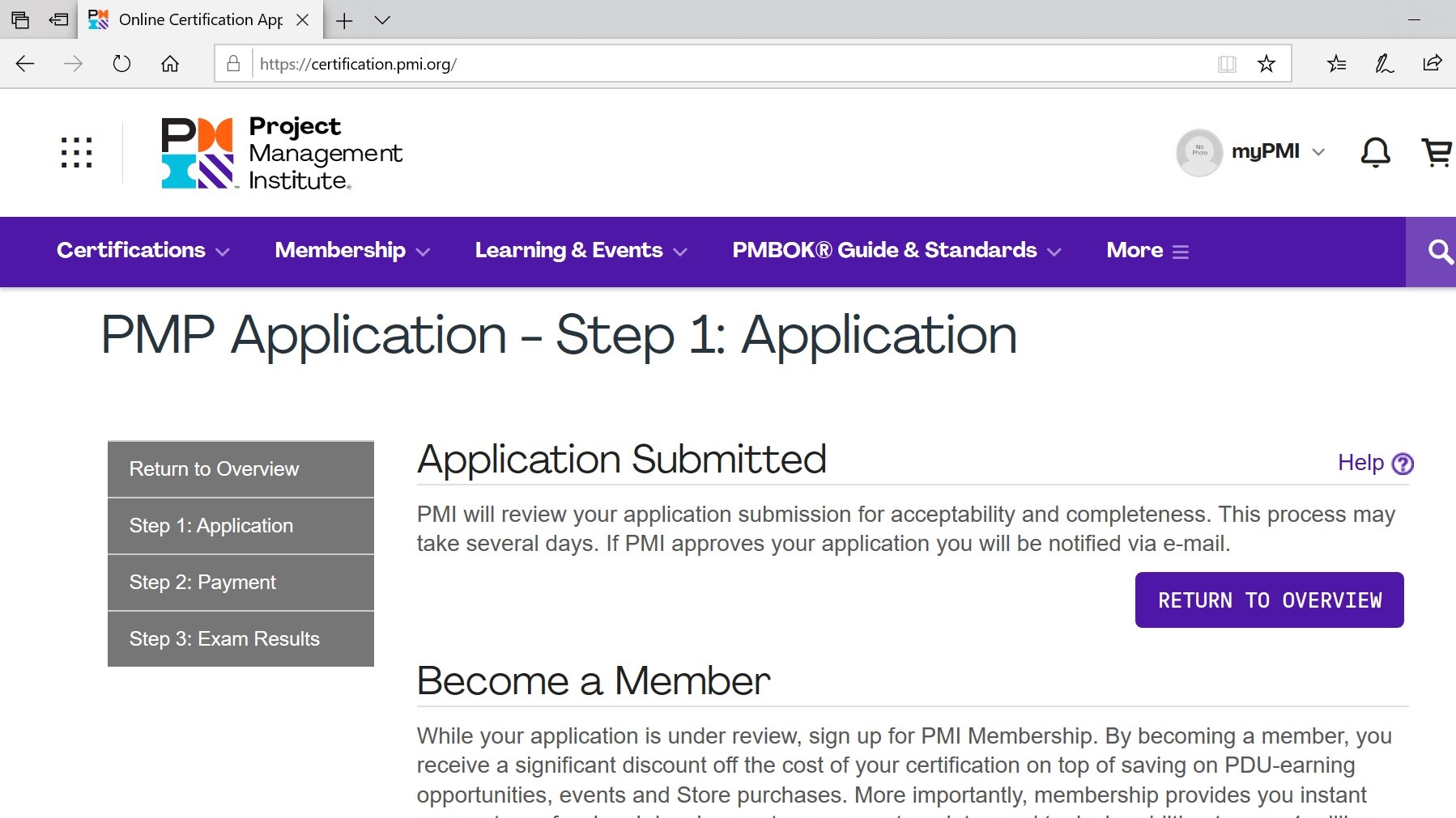 pmp application requirements
