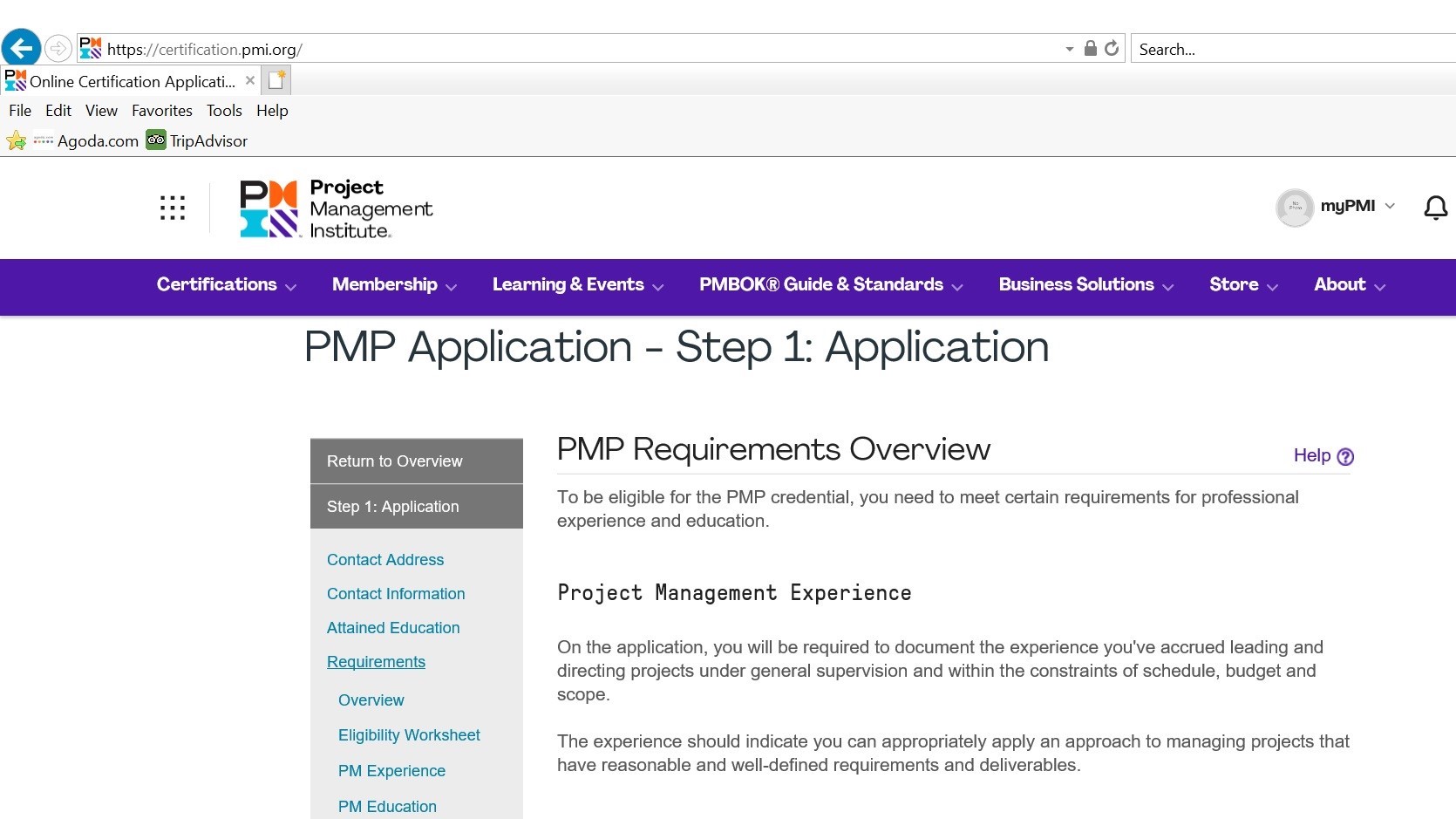 pmp requirements mba